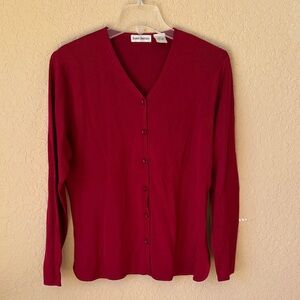 Vintage Barry Bricken Women's V-Neck Red Cardigan